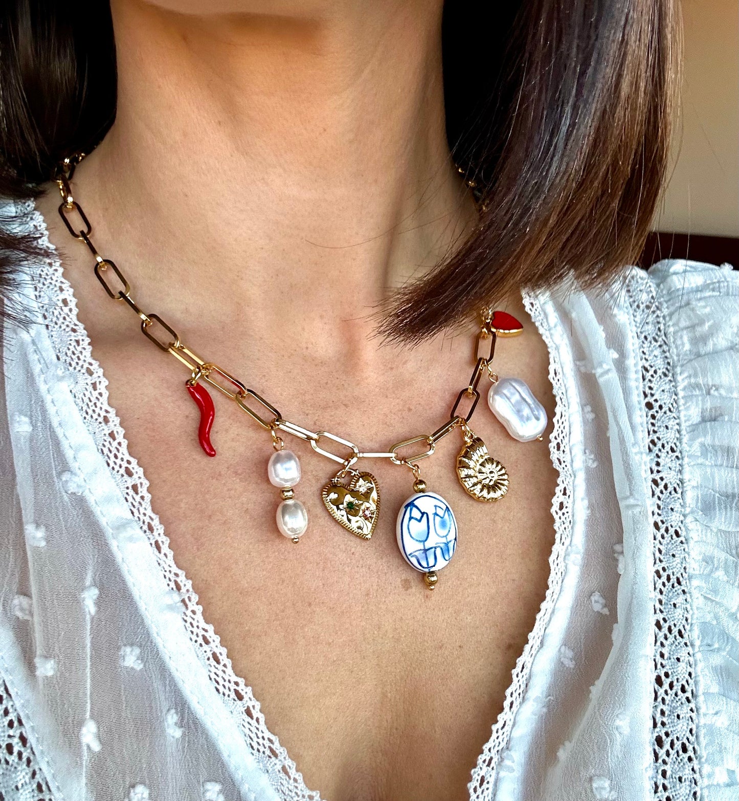 Collier "CELESTE" acier doré