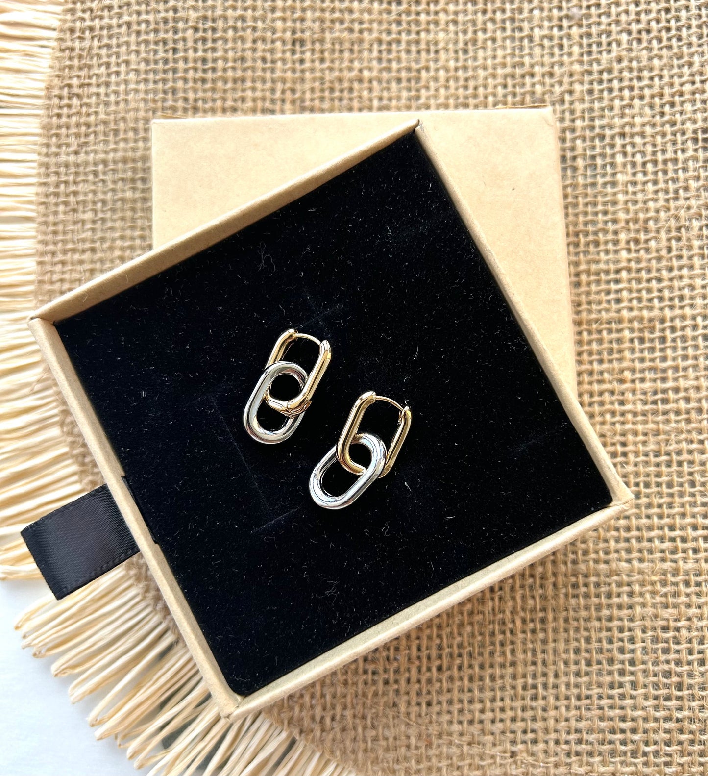 Boucles d'oreilles " CHARMA" acier doré et argenté