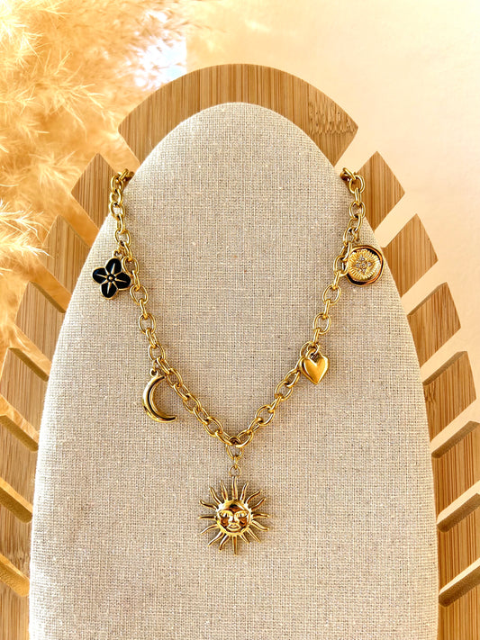 "SHINE" gold-plated steel necklace