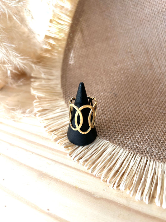 "THAÏS" ring in gold-plated steel