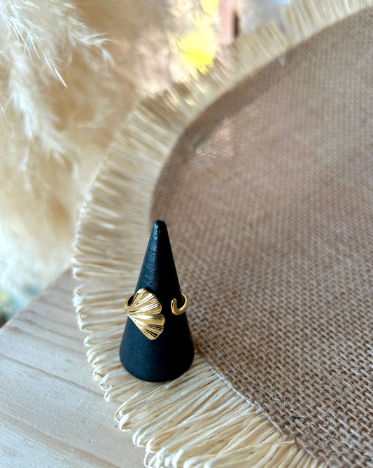 Anillo "PERLA" en acero bañado en oro